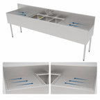 Thumbnail image #5 for Perlick Corporation Top Shelf TS96M3-DB 96-Inch Stainless Steel Underbar 3-Compartment Sink with Dual Drainboards