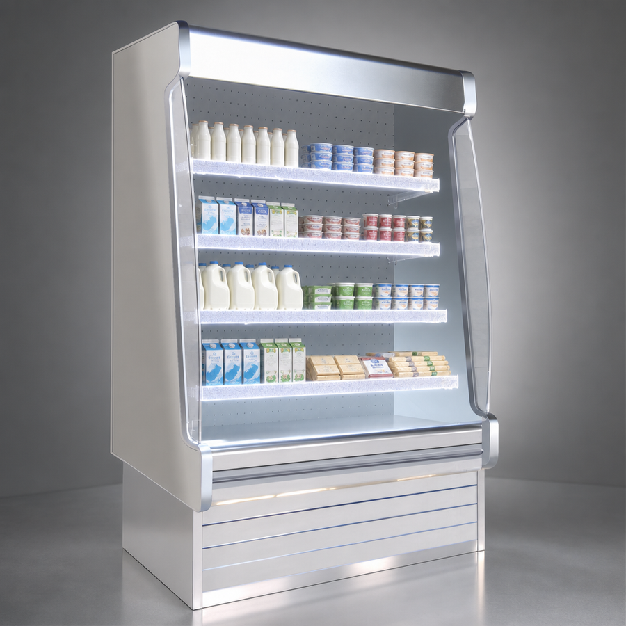 Four Rows Of Lighted Shelving