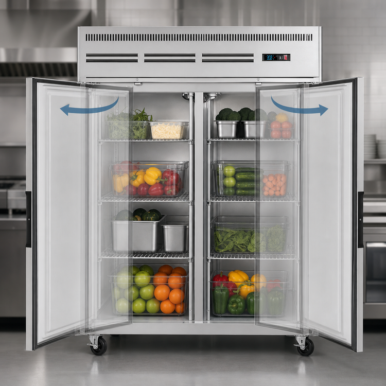 Product image #4 for Everest Refrigeration Two-Section Reach-In Refrigerator, 55.0 Cu. Ft., Top-Mounted Self-Contained, Stainless Steel