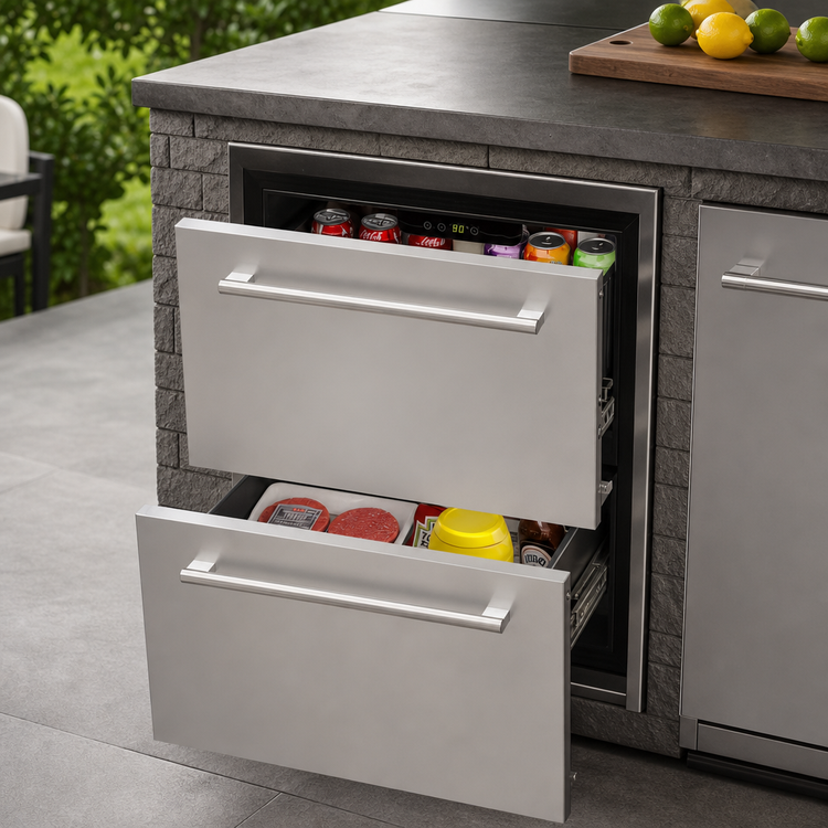 Product image #5 for KoolMore 24-Inch Built-In Two-Drawer Outdoor Refrigerator