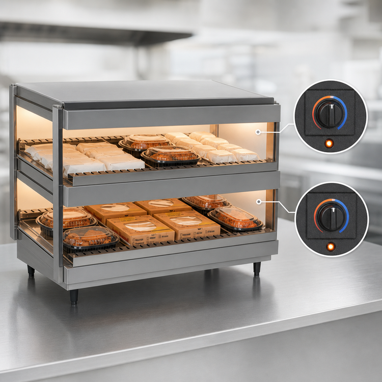 Product image #4 for Nemco 24-Inch Countertop Dual-Shelf Hot Food Merchandiser