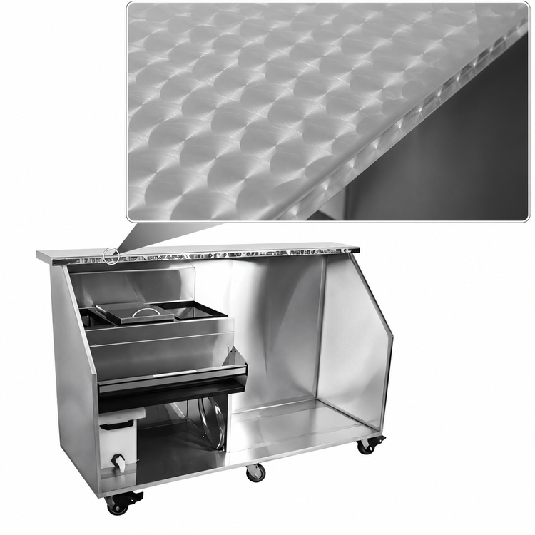 Product image #4 for Portable Bar for Stackable Cups with Refrigerator Space, 84-Inch Stainless Steel, 12-Inch Ice Bin