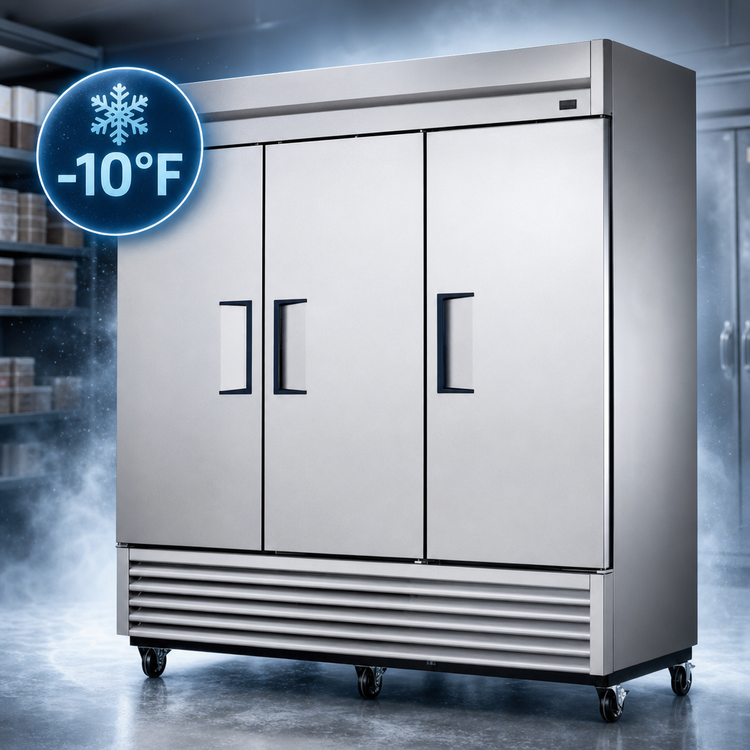 Product image #4 for True TS-72F-HC 3-Section Reach-In Freezer, -10°F, Stainless Steel Doors, Bottom-Mounted Self-Contained