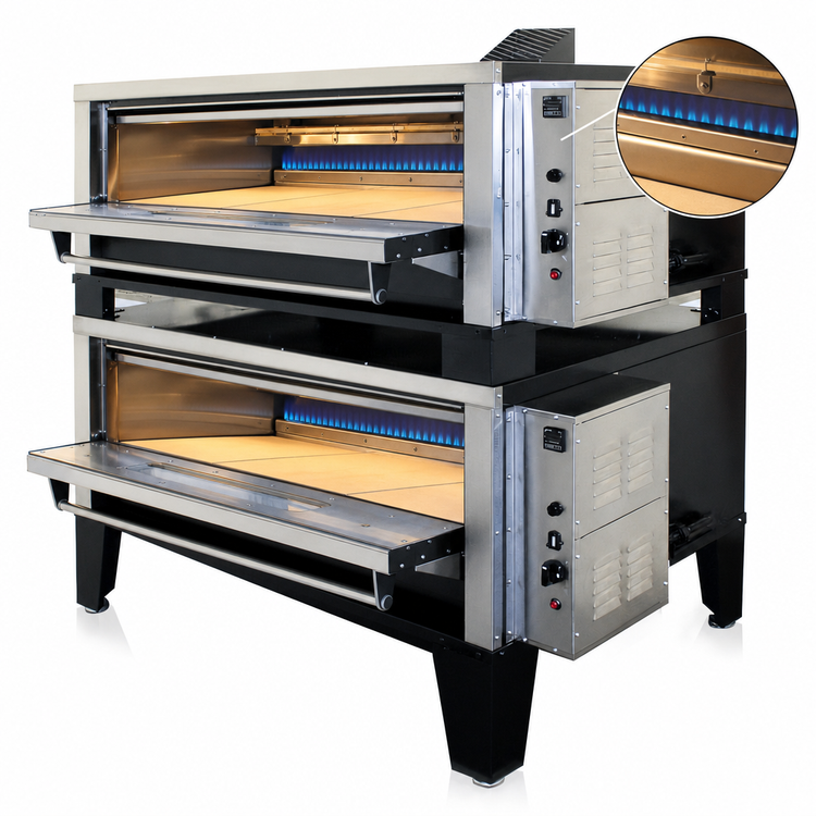 Product image #4 for Peerless CW200PESC Double-Stack Gas Deck Pizza Oven with 52 x 36 Inch Hearth Stone Interior