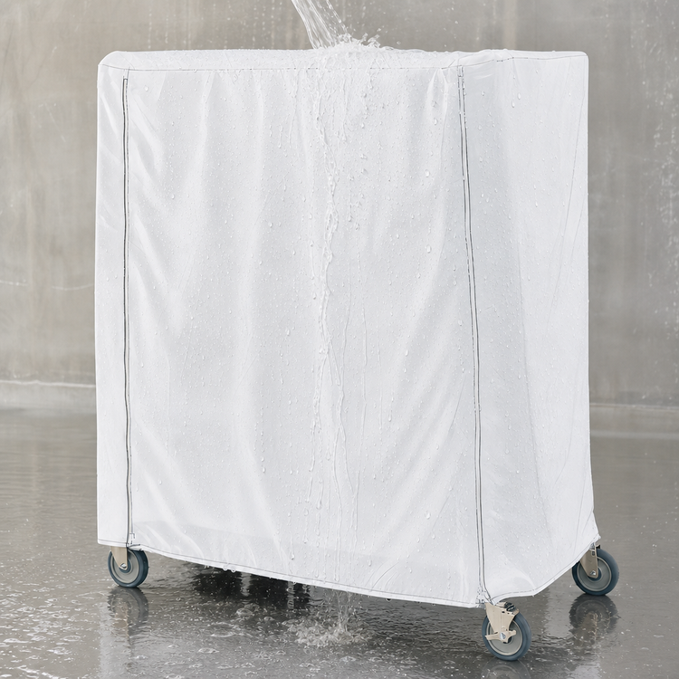 Product image #4 for Metro Waterproof Vinyl-Nylon Coated Queen Mary/Banquet Cart Cover with PVC Zipper, White, 48 x 24 x 62 Inches