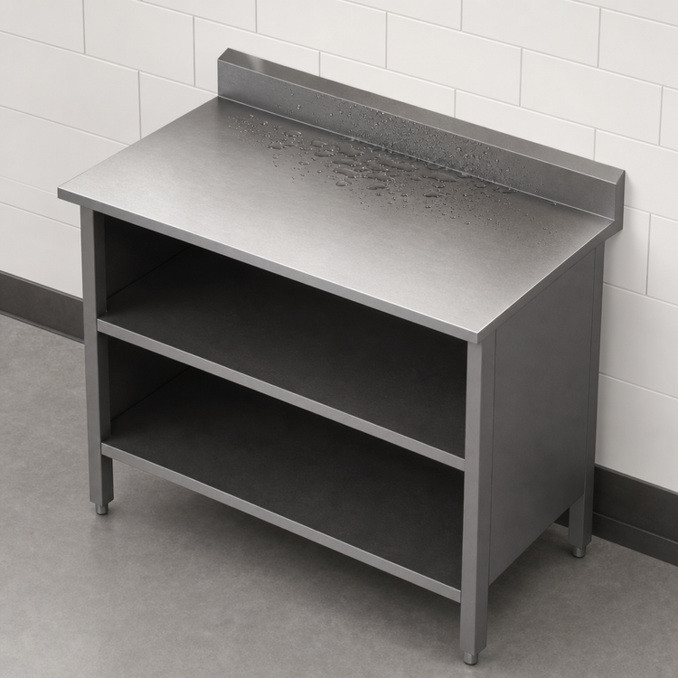 Product image #4 for John Boos Open-Front Cabinet Base Work Table with 16-Gauge Stainless Steel Top and 5-Inch Backsplash, 36 x 24 Inches