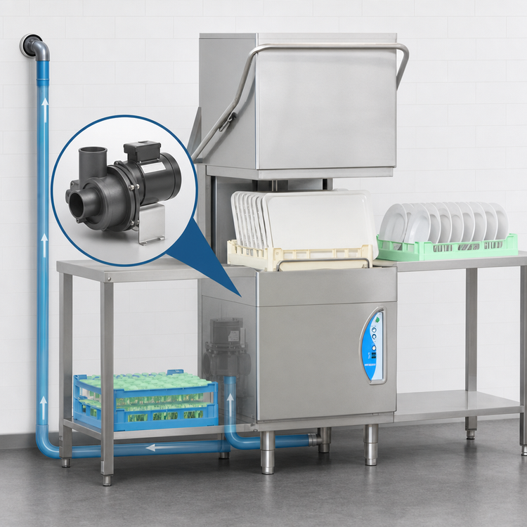 Product image #4 for Lamber L25EKDPS1PH High-Temp Pass-Through Door-Type Dishwasher with Drain Pump and Booster