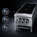 Thumbnail image #4 for Jade Range (Middleby) Supreme JHP-312-F 12-Inch Floor Model Gas Hot Plate with 3 Open Burners and Stainless Steel Construction