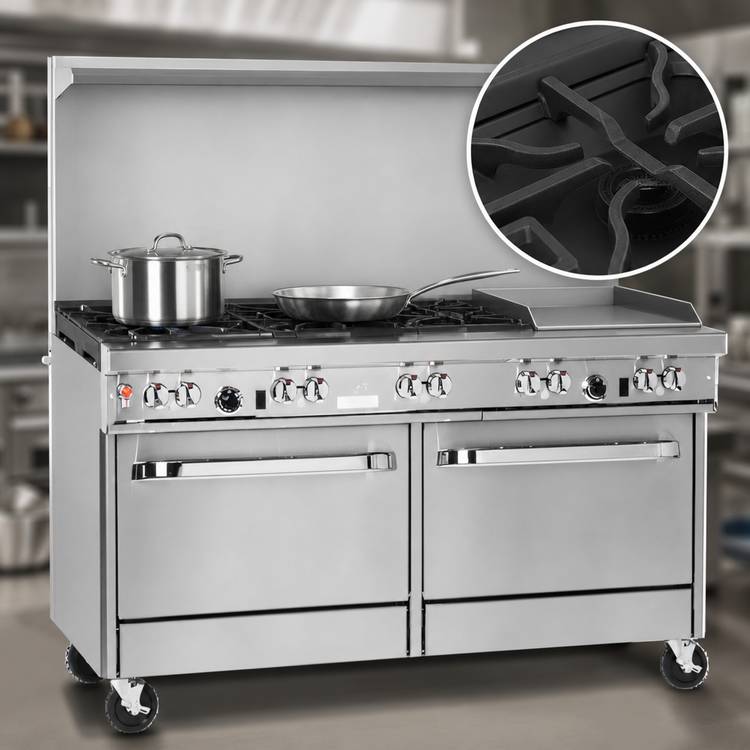 Product image #4 for Southbend Ultimate 60-Inch Gas Restaurant Range with 6 Open Burners, 24-Inch Griddle/Broiler, Standard Oven, and Convection Oven