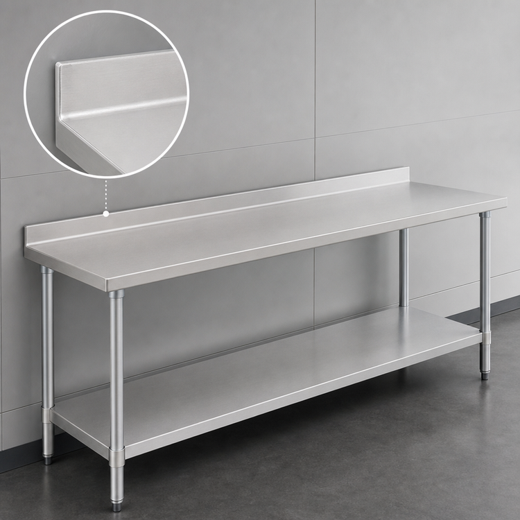 Product image #4 for Eagle Group Budget Series 84" x 24" 430 Stainless Steel Work Table with Rear Upturn and Adjustable Undershelf