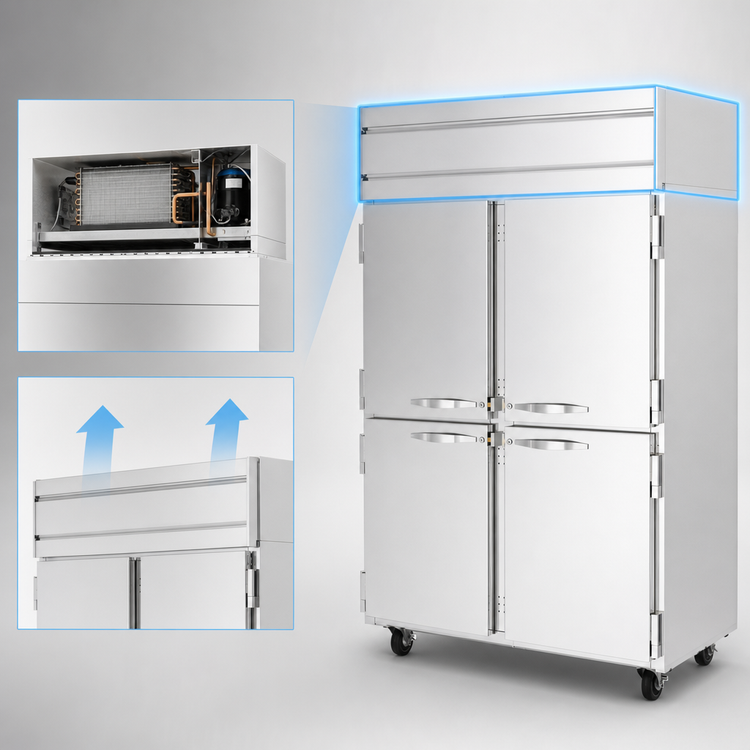 Product image #4 for Beverage-Air Cross Temp Top-Mount Two-Section Convertible Reach-In Refrigerator/Freezer with Half Solid Doors