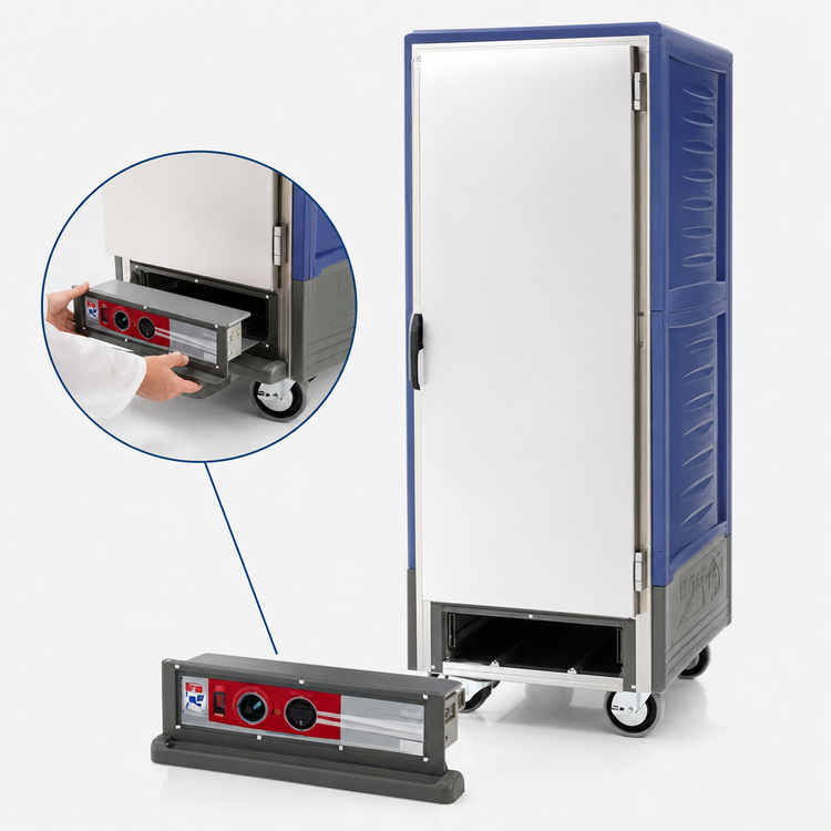 Product image #4 for Metro C5 3 Series Mobile Full Height Heated Holding and Proofing Cabinet with Fixed Wire Slides, Blue Insulation Armour
