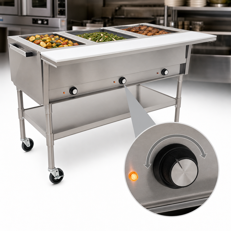 Product image #4 for Eagle Group Portable Electric Hot Food Table with 2 Dry Wells, Open Base, 36 Inch, 208V