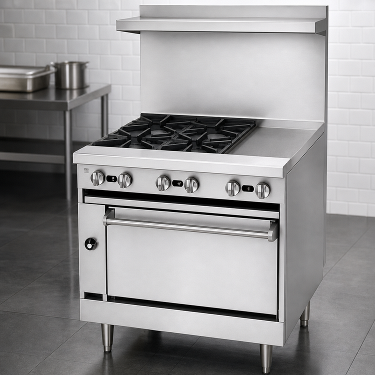 Product image #4 for Jade Range Bistro JBR-2-24G 36" Gas Restaurant Range with (2) Open Burners and 24" Griddle, Cabinet Base