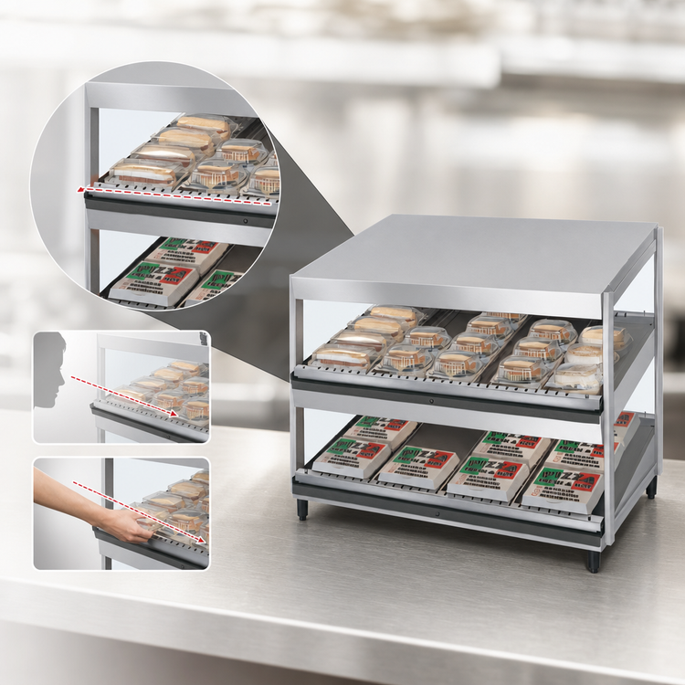 Product image #4 for Hatco Glo-Ray 36-Inch Countertop Pass-Through Hot Food Merchandising Warmer with 2 Slanted Shelves, 120V