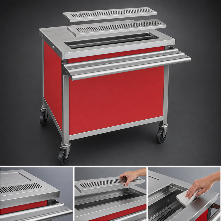 Product image #4 for Director's Choice DCS4-BDU 64" Mobile Beverage Counter with Dual Drain Troughs