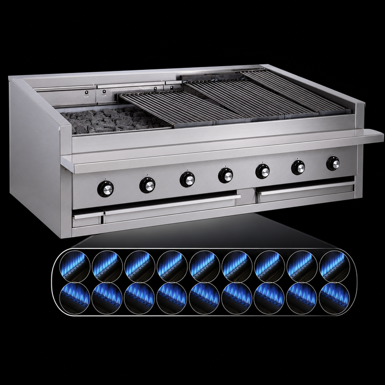Product image #4 for Bakers Pride Dante Series 60-Inch Low-Profile Countertop Radiant Gas Charbroiler