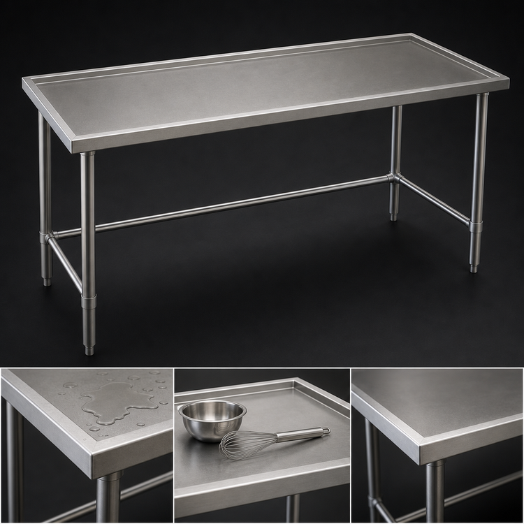 Product image #4 for Eagle Group Spec-Master Marine Series Stainless Steel Work Table, 84" W x 36" D, Box Marine Edge