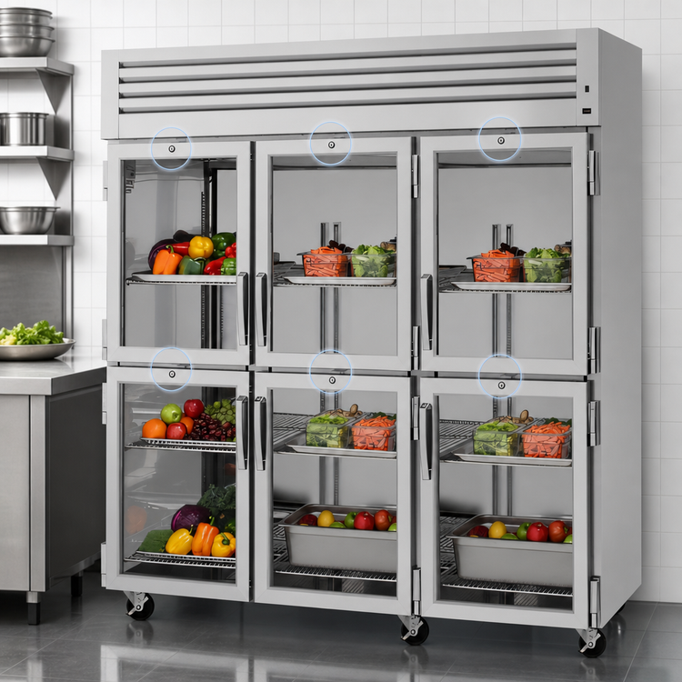 Product image #4 for Turbo Air PRO Series Three-Section Glass Half-Door Reach-In Refrigerator, 75.2 Cu. Ft.