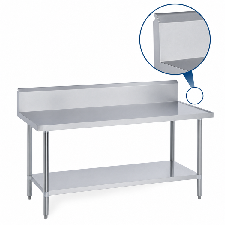 Product image #4 for Duke 84-Inch x 30-Inch Stainless Steel Work Table with 10-Inch Riser, Marine Edge, and Galvanized Undershelf