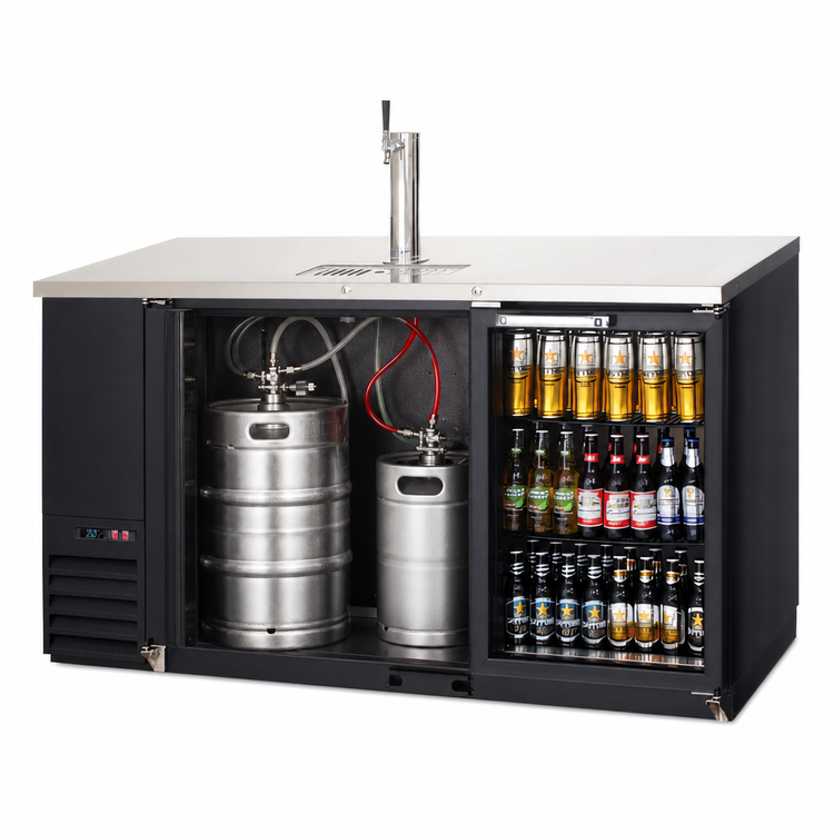 Product image #4 for Everest Refrigeration 68-Inch Two-Section Back Bar & Direct Draw Keg Refrigerator Combo with 1 Draft Tower
