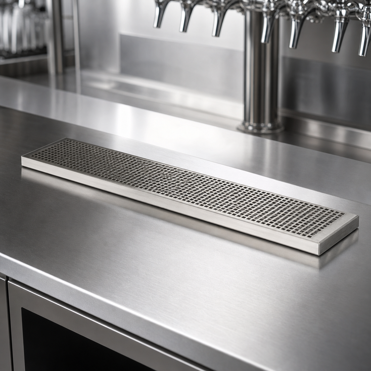 Product image #4 for Micro Matic 45 Inch Surface Mount Stainless Steel Drip Tray Trough with Perforated Screen