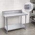 Thumbnail image #4 for Advance Tabco 108-Inch x 36-Inch 16-Gauge 430 Stainless Steel Work Table with 5-Inch Backsplash and Galvanized Undershelf