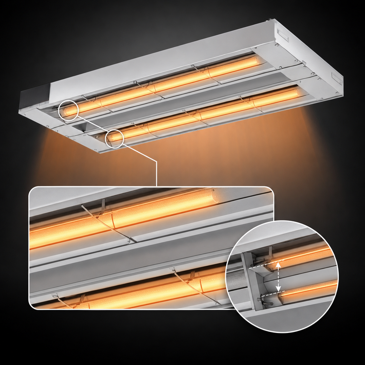 Product image #4 for Hatco Glo-Ray® 96-Inch Double Unlighted Infrared Strip Heater, Aluminum, 3.45 kW