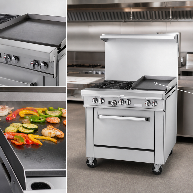 Product image #4 for Southbend Ultimate 36-Inch Commercial Gas Range with 2 Open Burners and 24-Inch Griddle, Cabinet Base