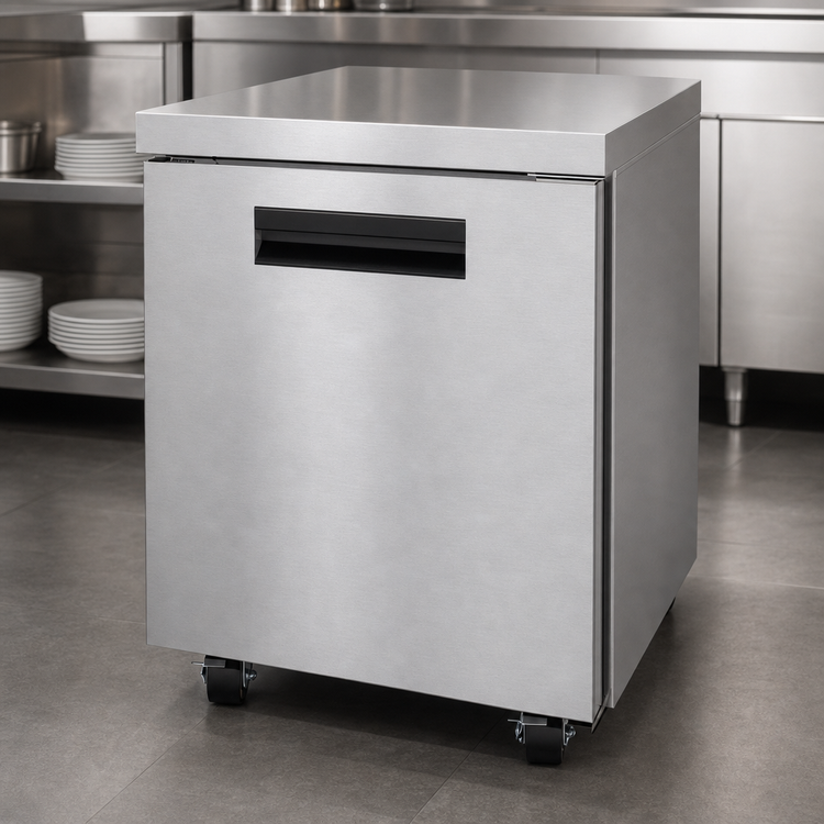 Product image #4 for Hoshizaki Steelheart 27-Inch One-Section Undercounter Reach-In Refrigerator, 7.21 Cu. Ft., Solid Door, Rear-Mounted Self-Contained