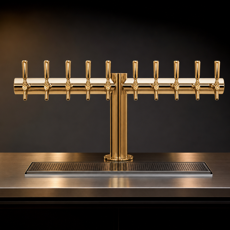 Product image #4 for Metropolis T 34-Inch Countertop Glycol-Cooled 10-Faucet Draft Beer Tower, PVD Brass Finish