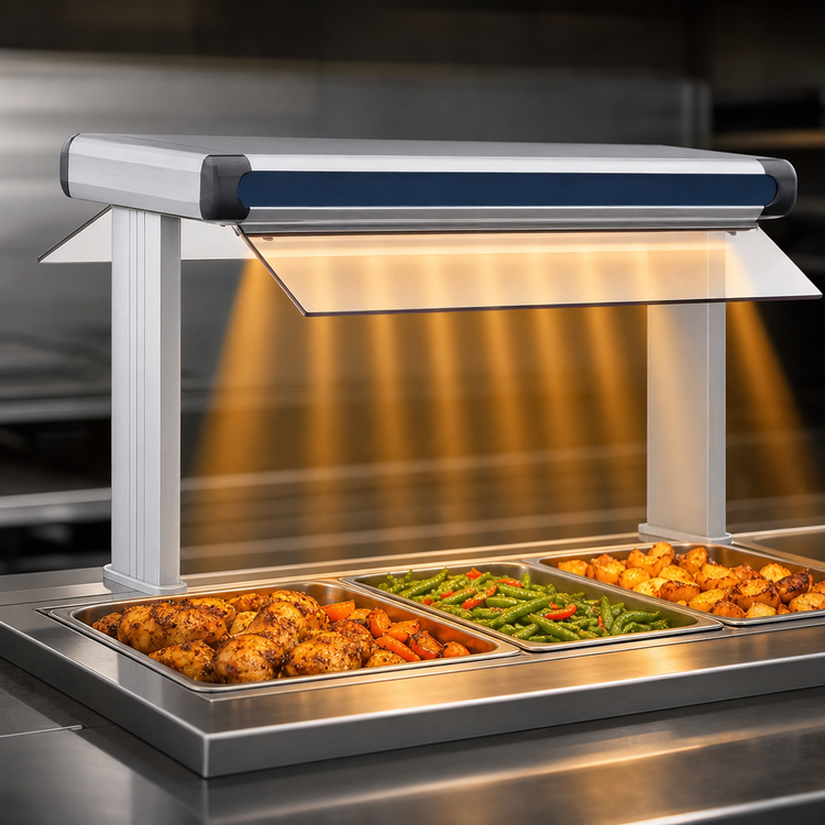 Product image #4 for Hatco Glo-Ray Designer Dual Infrared Strip Heater, 87.5 Inch W, 3 Inch Spacing, Aluminum, 14 Inch Stands
