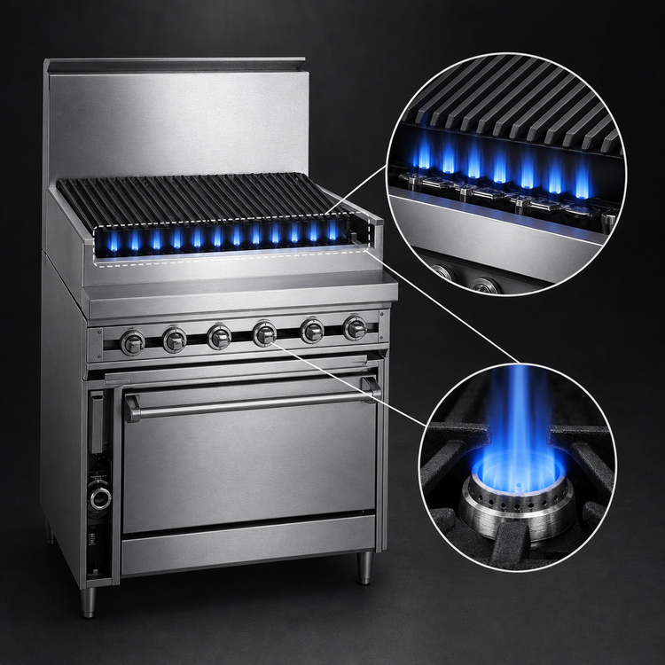 Product image #4 for Titan JTRH-24B 24" Heavy Duty Gas Charbroiler Range Match with Cabinet Base
