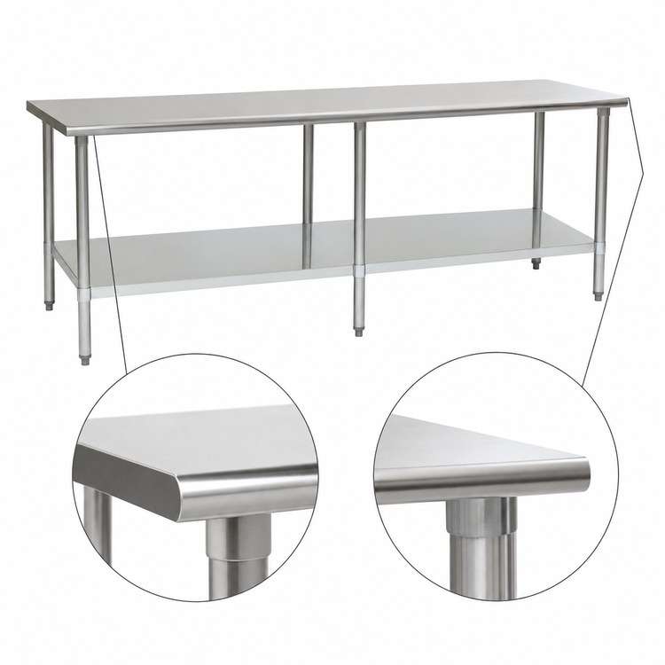 Product image #4 for Eagle Spec-Master Series 108-Inch Wide x 30-Inch Deep Flat Top Stainless Steel Work Table with Adjustable Undershelf