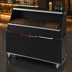 Thumbnail image #4 for Dinex DXPPB560IBTBK 62.5-Inch Portable Bar with Full-Length 304 Stainless Steel Ice Bin, Lockable Cabinets and Casters