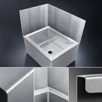 Thumbnail image #4 for John Boos MSWC2020-27 Rear Stainless Steel Mop Sink Wall Guard for 20 x 20 Sinks, Polished Satin Finish