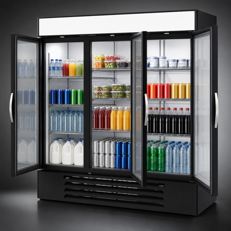 Product image #5 for Beverage Air MarketMax Three-Section Dual Temp Reach-In Glass Door Merchandiser Refrigerator/Freezer