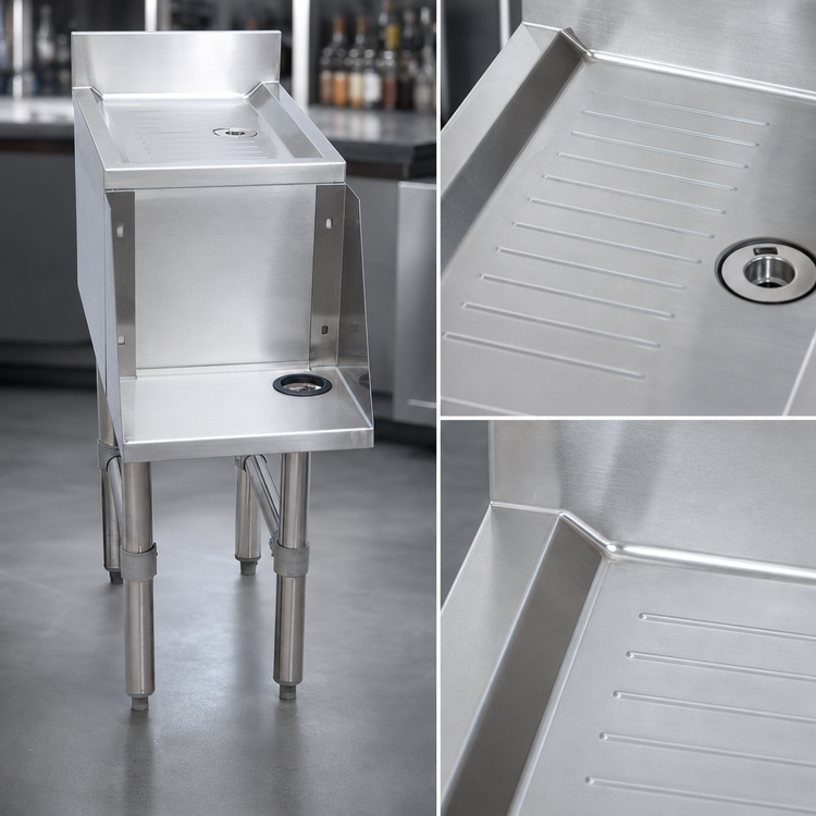 Product image #4 for 18-Inch Stainless Steel Underbar Mixing Station with Drainboard and Blender Shelf