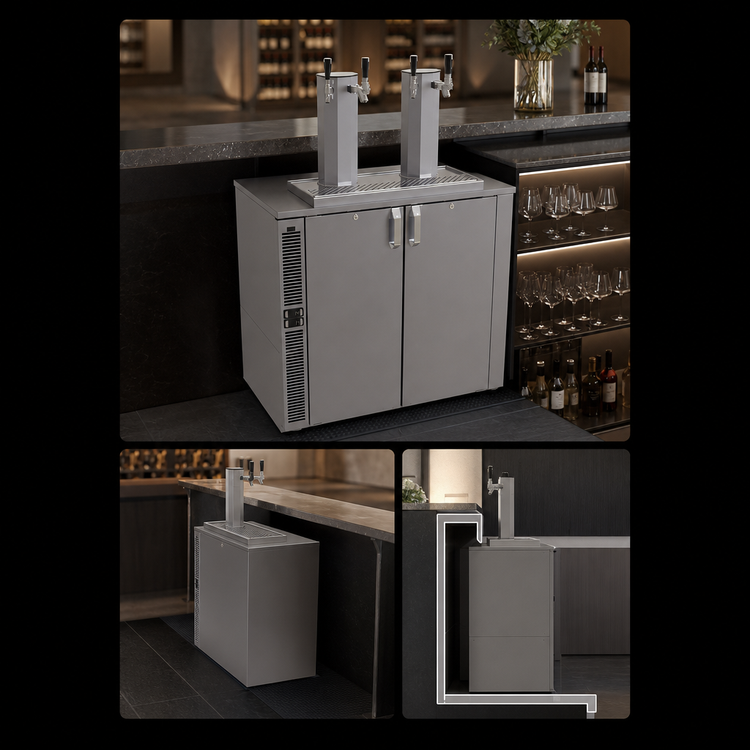 Product image #4 for Glastender Two-Zone Side-Serviced Bar Profile Draft Wine Dispensing Cooler, 36 Inch Wide, 12 Inch Door Opening