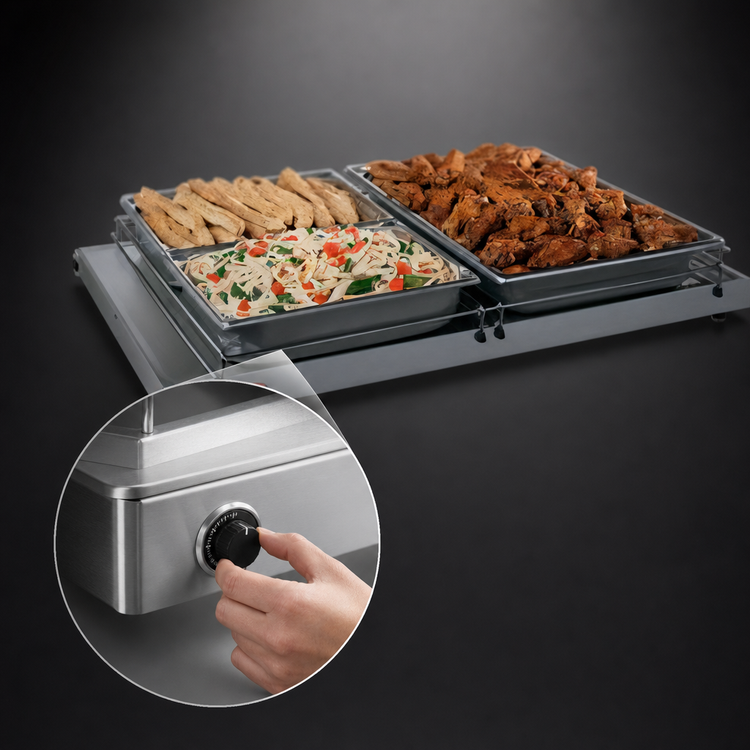 Product image #4 for Hatco Glo-Ray® Free-Standing Heated Shelf, 72" W x 17-1/2" D, Stainless Steel Top