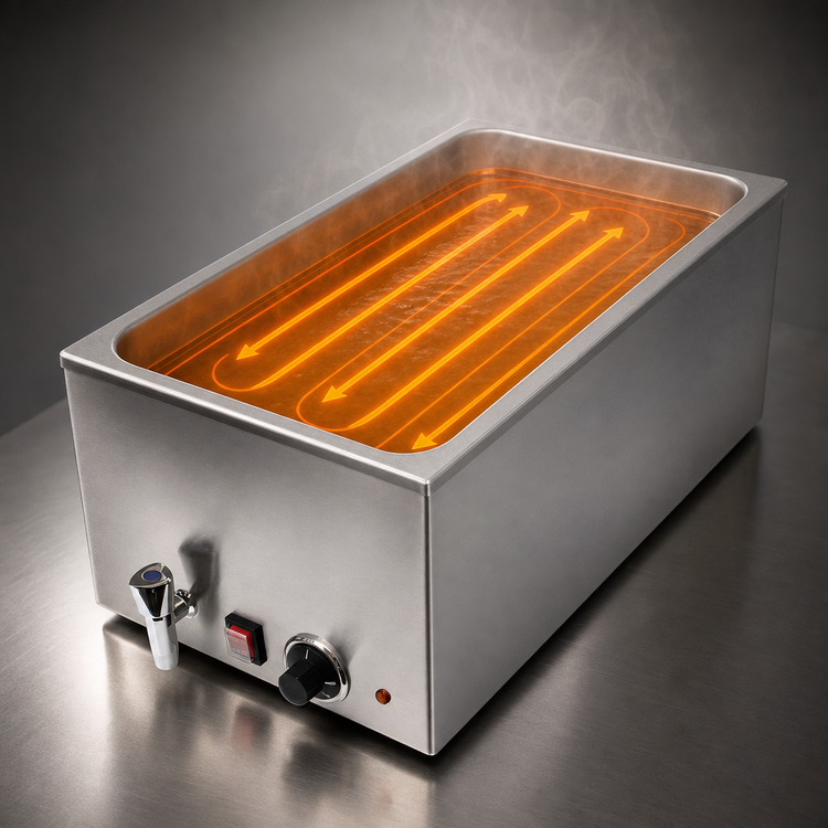 Product image #4 for General GFW100D Countertop Wet Food Warmer with Drain, 6.3 Gallon Capacity, Stainless Steel