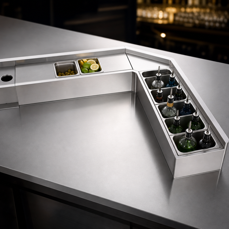 Product image #5 for Eagle Group E62A-1800 1800 Series 36 Inch Cocktail Unit with 8 Bottle Wells and Sliding Stainless Steel Cover