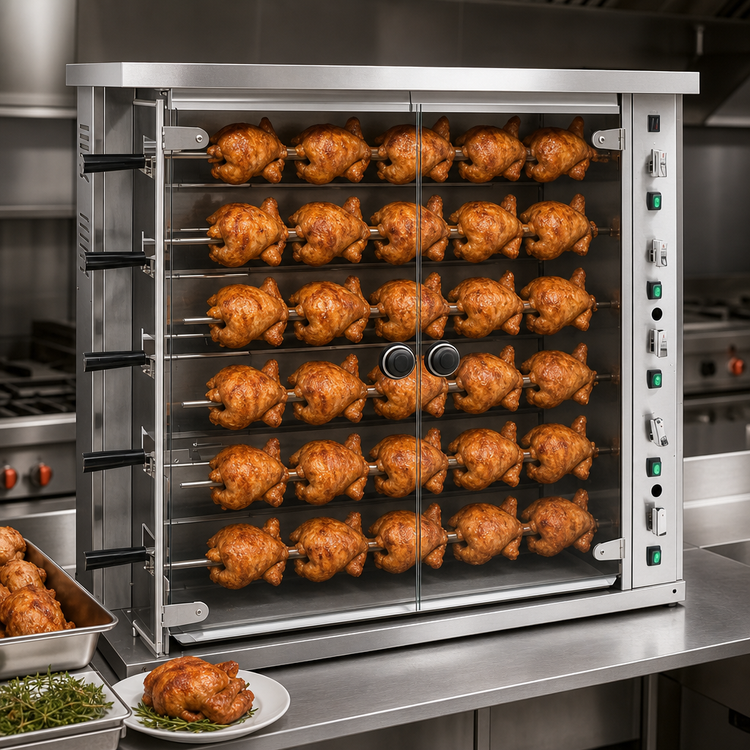 Product image #4 for Omcan 47-Inch Natural Gas Rotisserie Oven with 5 Spits, 20-Chicken Capacity