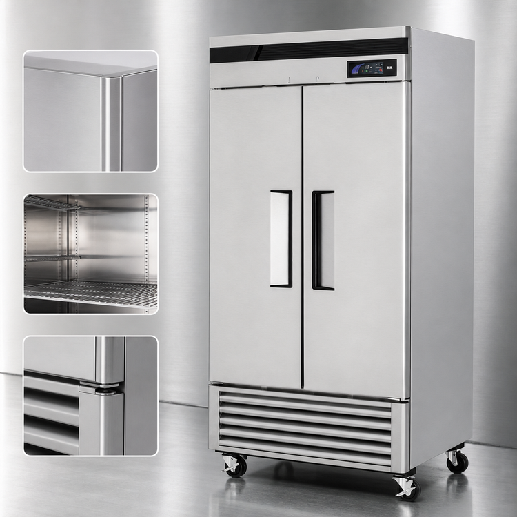 Product image #4 for Turbo Air Super Deluxe Two-Section Reach-In Freezer, 29.19 Cu. Ft., Stainless Steel, Bottom Mount Compressor