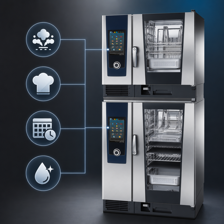 Product image #4 for RATIONAL iCombi Pro Combi-Duo Double-Stack Electric Combi Oven, 6-Half Size Over 10-Half Size, 208/240V, 3-Phase