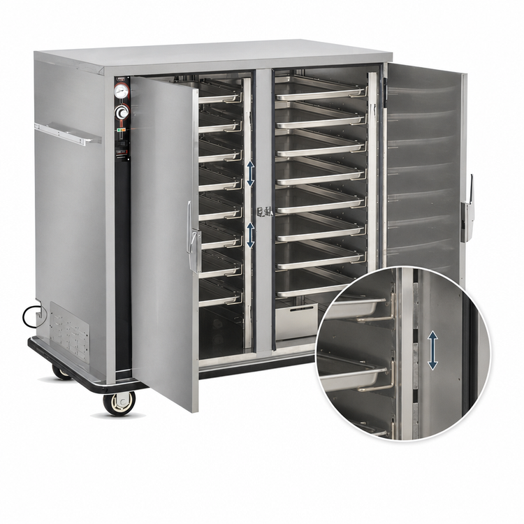 Product image #4 for FWE Mobile Insulated Heated Holding Cabinet with 2 Doors, Humi-Temp Heat System and Universal Tray Slides