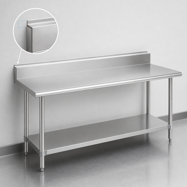 Product image #4 for Duke 84-Inch x 24-Inch Stainless Steel Work Table with 5-Inch Riser and Stainless Undershelf