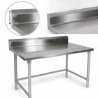 Thumbnail image #4 for John Boos Stallion ST6R5-24144GBK Stainless Steel Work Table, 144 x 24 Inches, 16-Gauge 300 Series Top, 5-Inch Backsplash, Galvanized Open Base