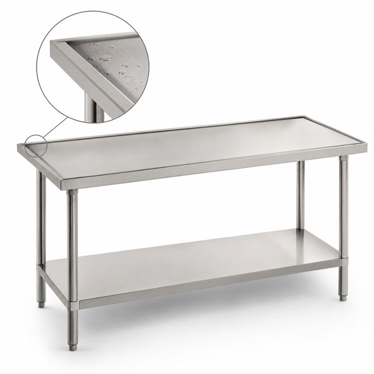 Product image #4 for Advance Tabco 144-Inch x 36-Inch 14-Gauge 304 Stainless Steel Work Table with Undershelf