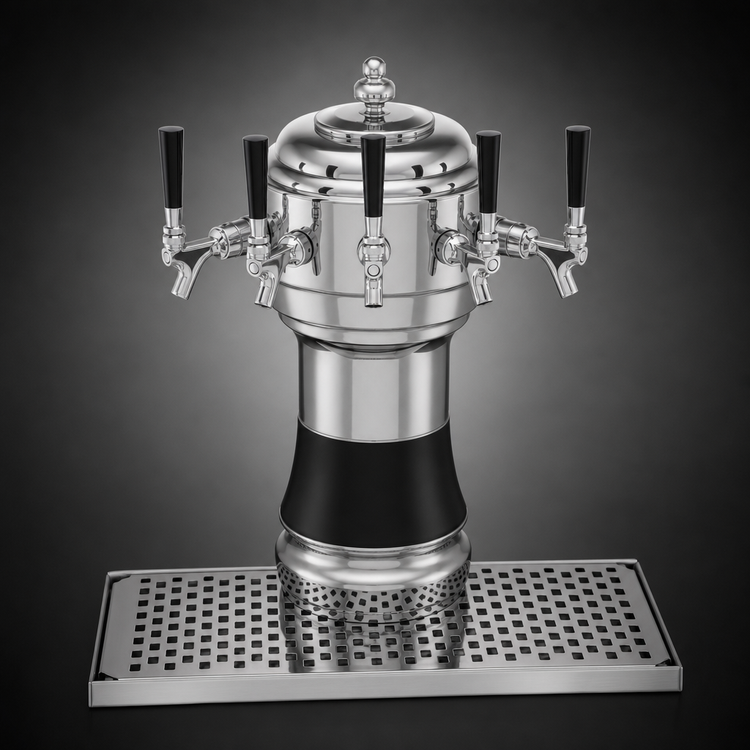 Product image #4 for Glastender Zeus Countertop 5-Faucet Glycol-Cooled Draft Dispensing Tower with Brass Finish